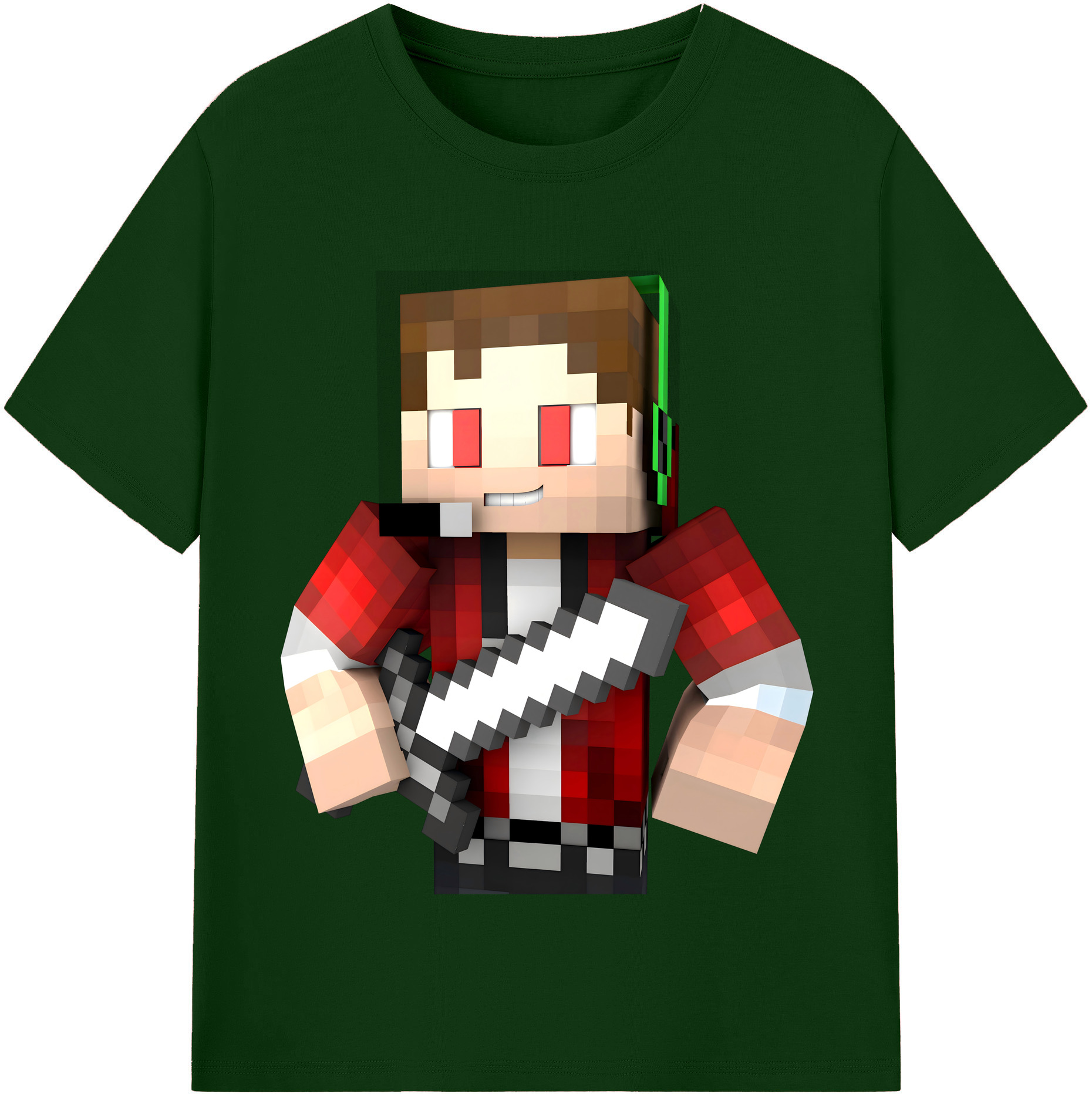（画像用） マインクラフト ブロックの世界 Minecraft MC Block world 綿100％半袖Tシャツ（フロントプリント）